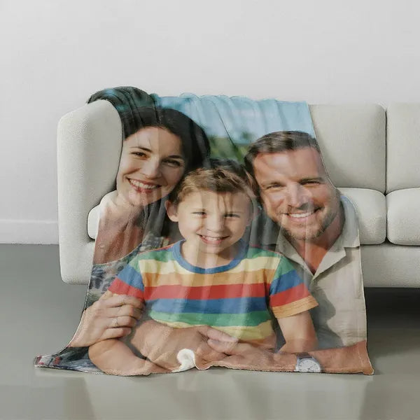 Custom Photo Flannel Blanket - Personalized Gift for Mother's Day