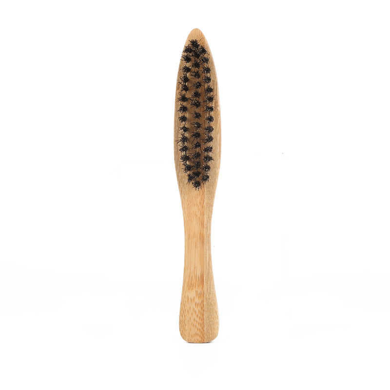 Men's Portable Beard Brush with Handle - Wooden Bamboo Grooming Tool