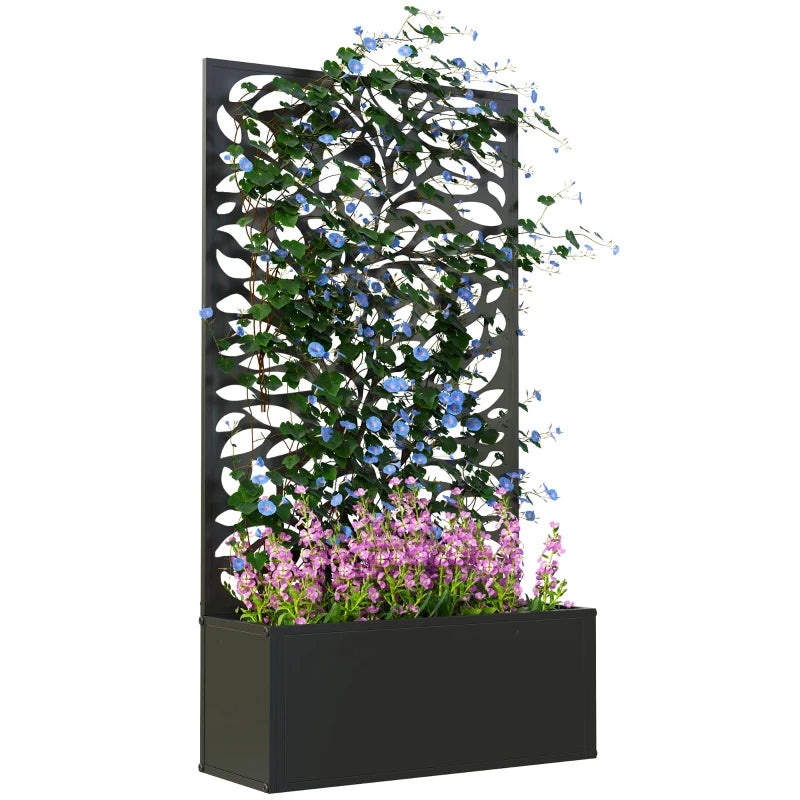 Metal Garden Bed with Trellis - Freestanding or Wall-Mounted Flower Bed for Climbing Plants