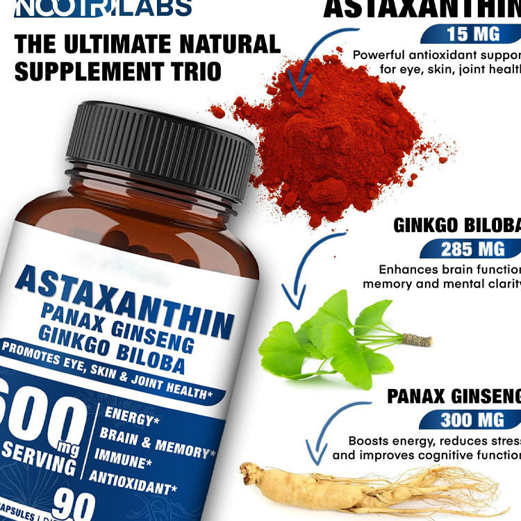 Astaxanthin Capsules - 90 Count Dietary Supplement for Skin & Eye Health