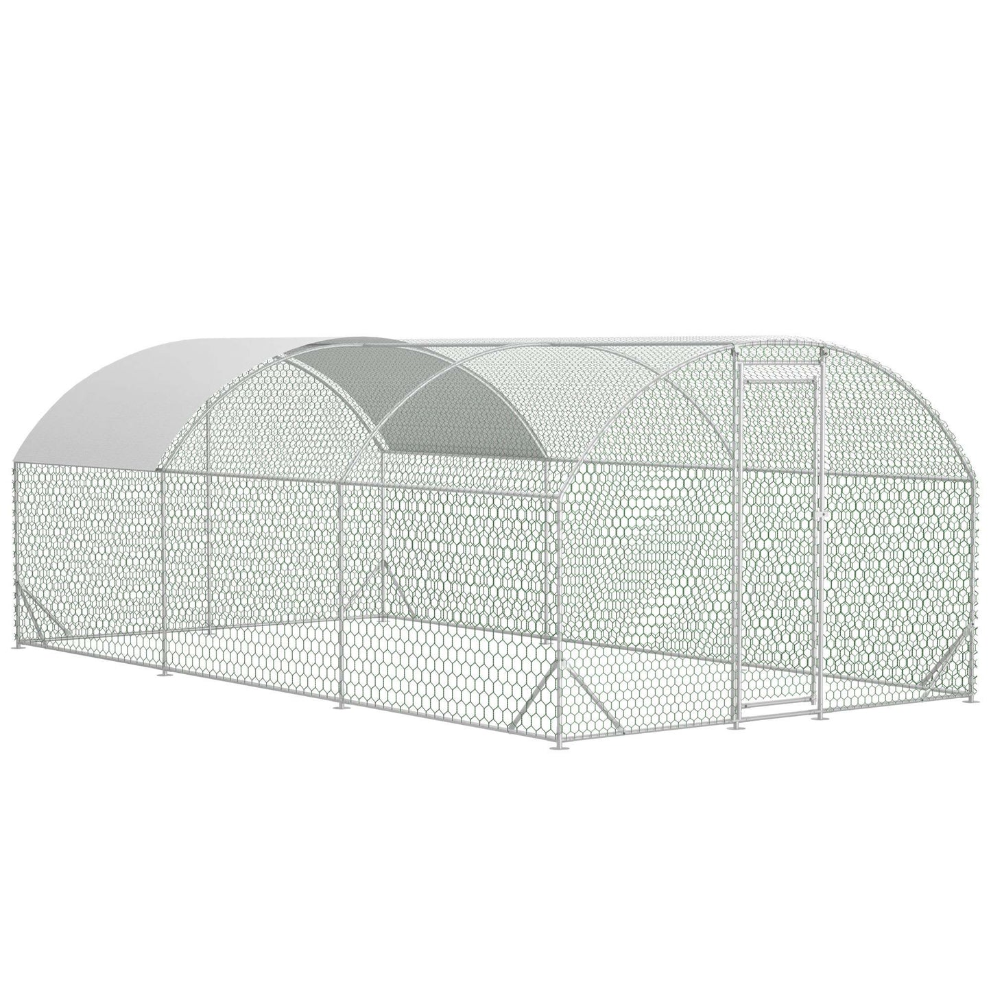 Large Metal Chicken Coop with Waterproof UV Cover - Walk-In Yard Pen, 9.84x19.68 Ft