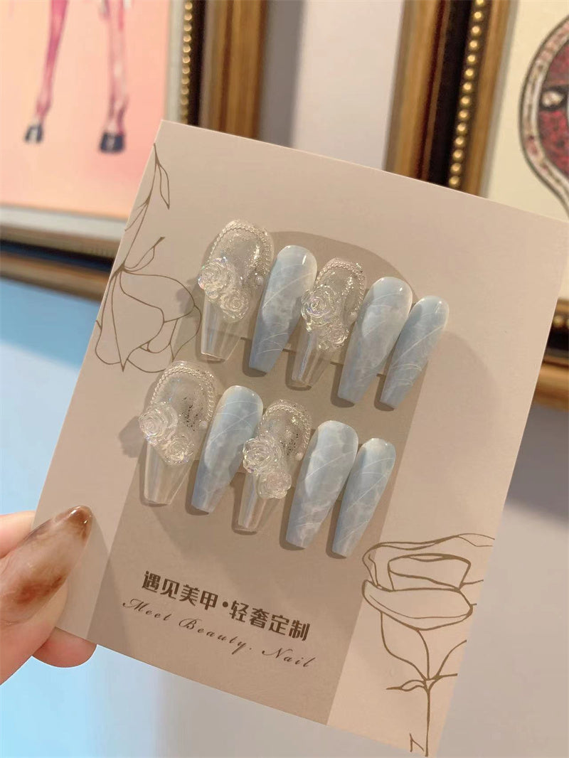 Blue Ice Wearable Nails - Soft Gel Press-On Set