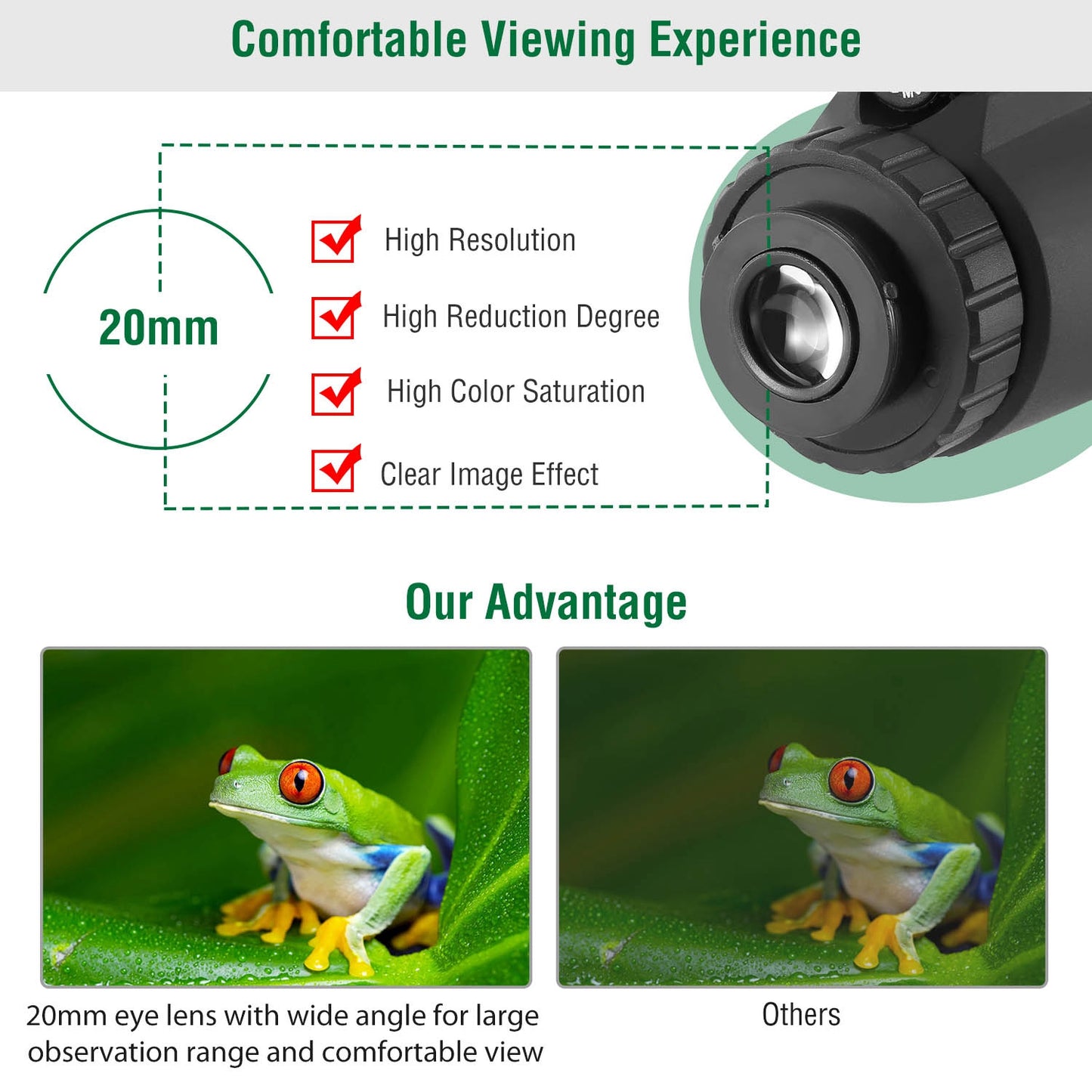 40x40 HD Monocular Telescope with Tripod & Phone Holder - Black