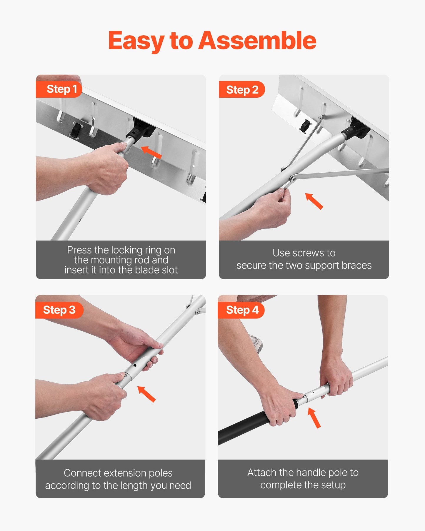 Adjustable Snow Roof Rake with Aluminum Blade & Wheels - 7.5-20 Ft Lightweight Debris Removal Tool
