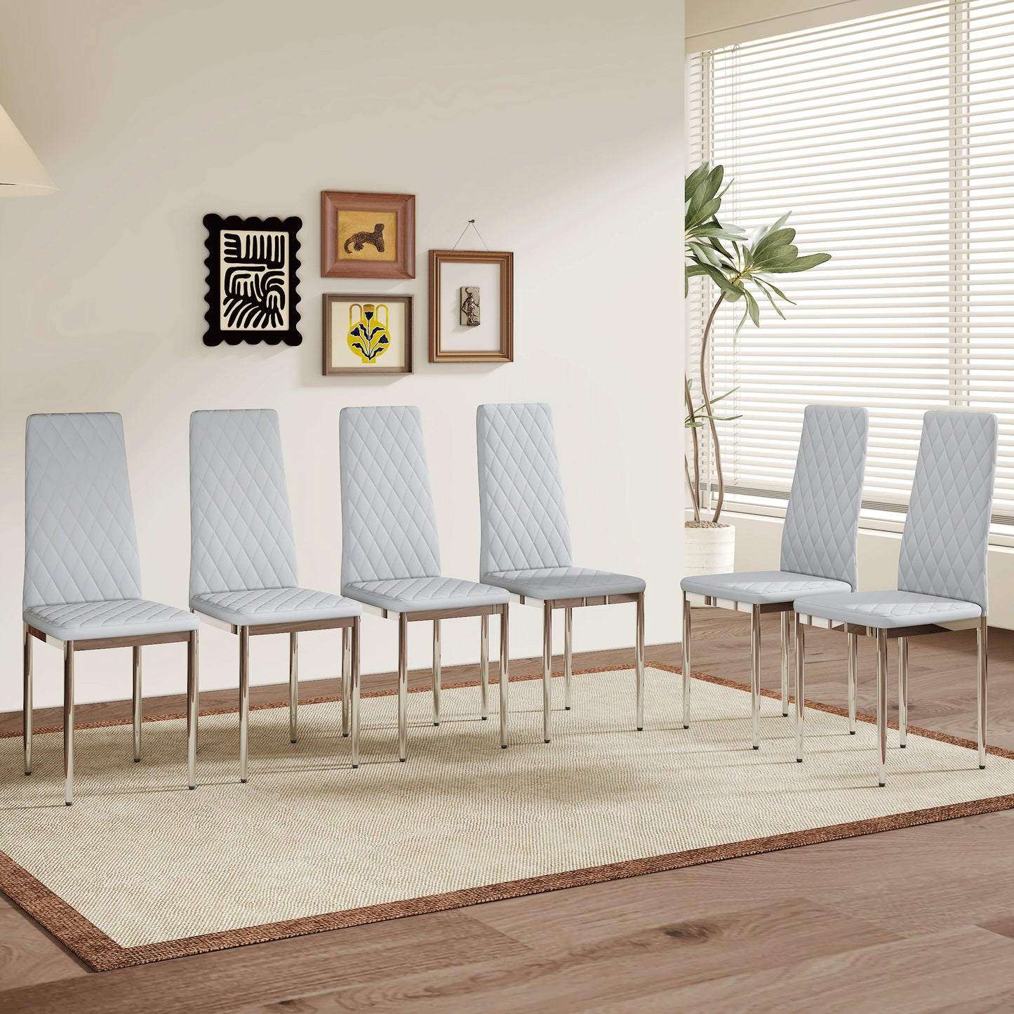 Modern Style Dining Chairs Set Of 6 In Light Gray, Essential For