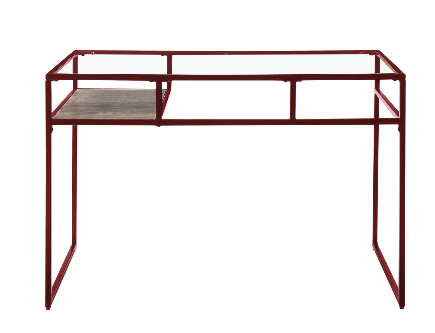Yasin Red Finish Glass Top Writing Desk - 48x24 Inches