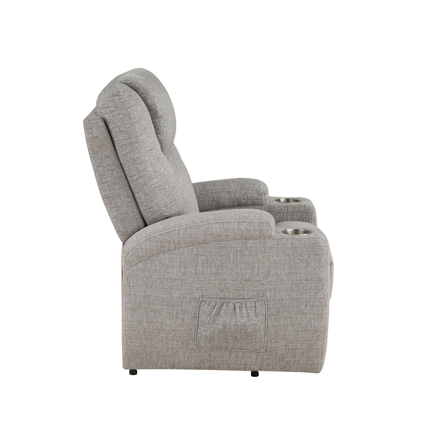 Light Gray Chenille Recliner with Power Lift & Massage