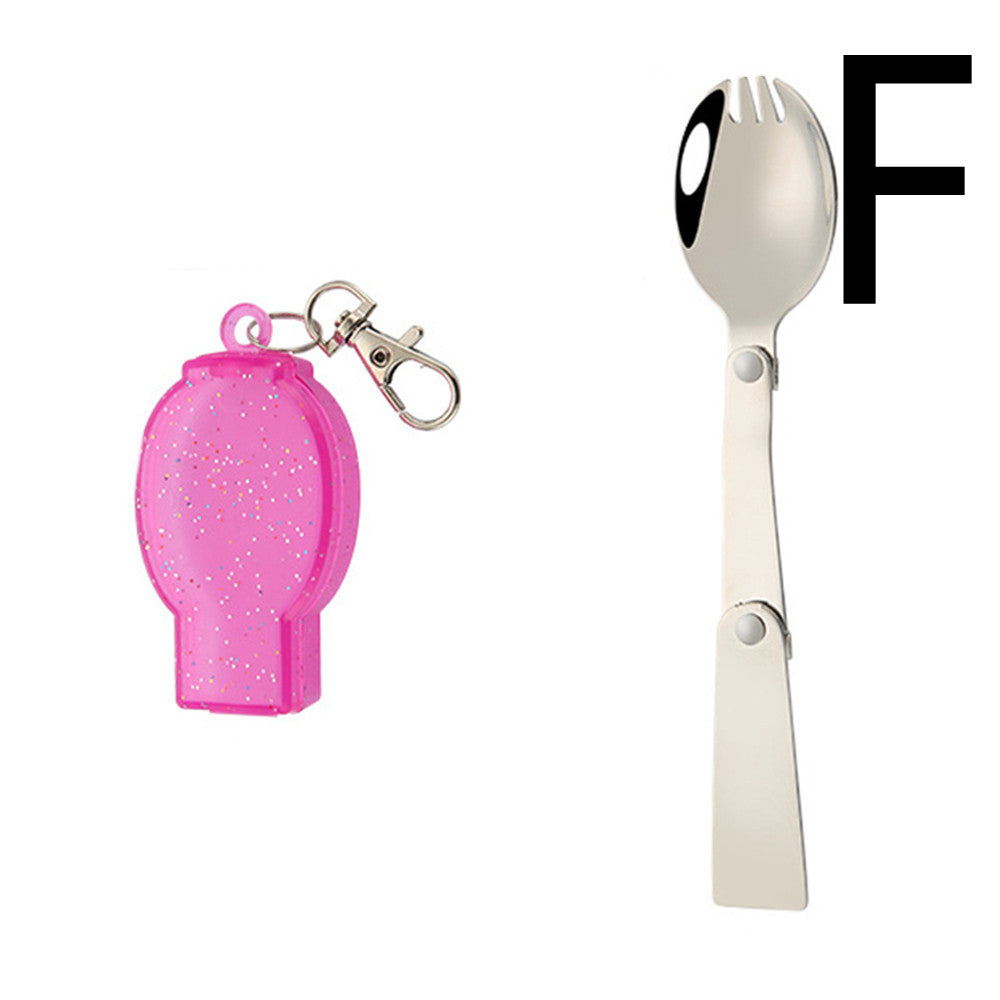 Stainless Steel Outdoor Folding Cutlery Set - Portable Spoon and Fork with Storage Box