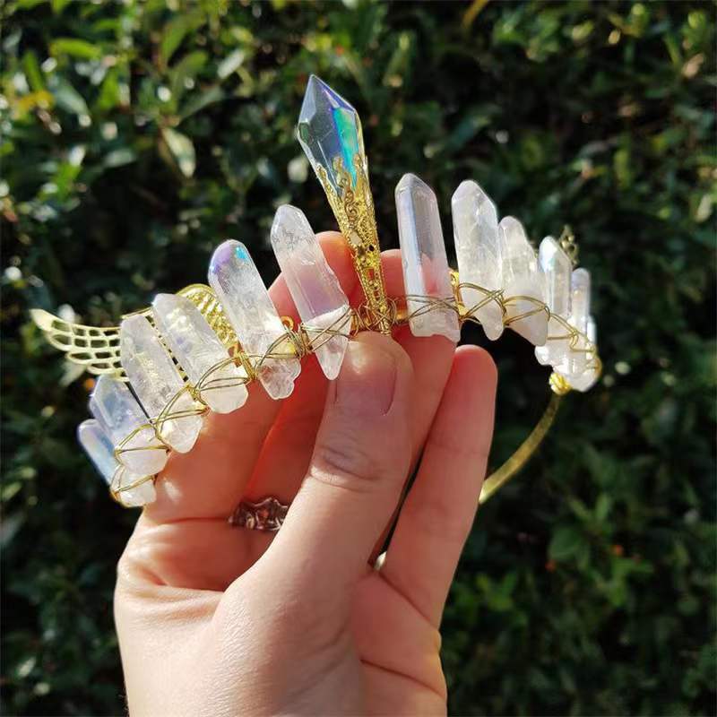 Crystal Golden Wings Hair Band - Handmade Bridal Accessory