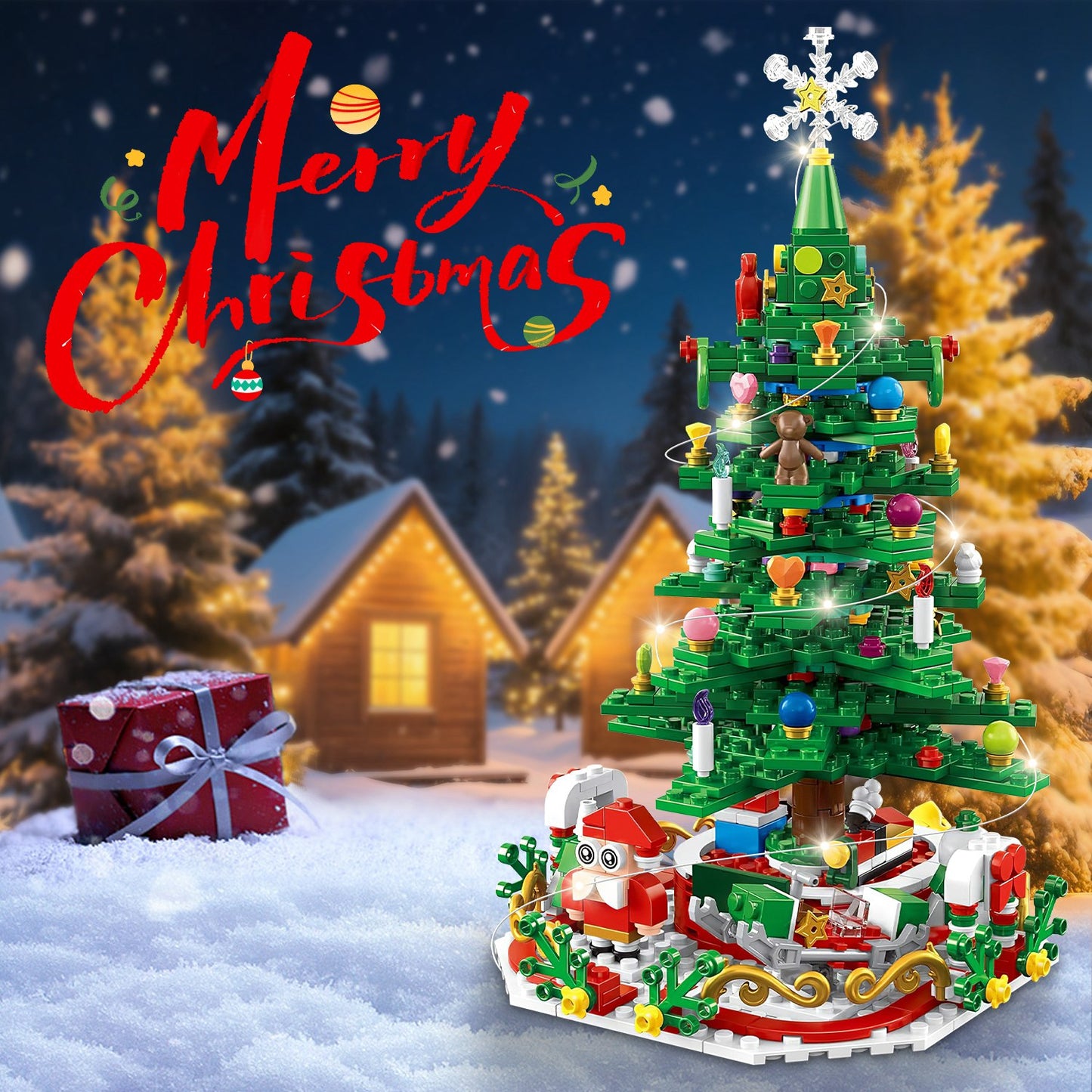 Christmas Tree Building Set with LED Lights - 24-Day Countdown