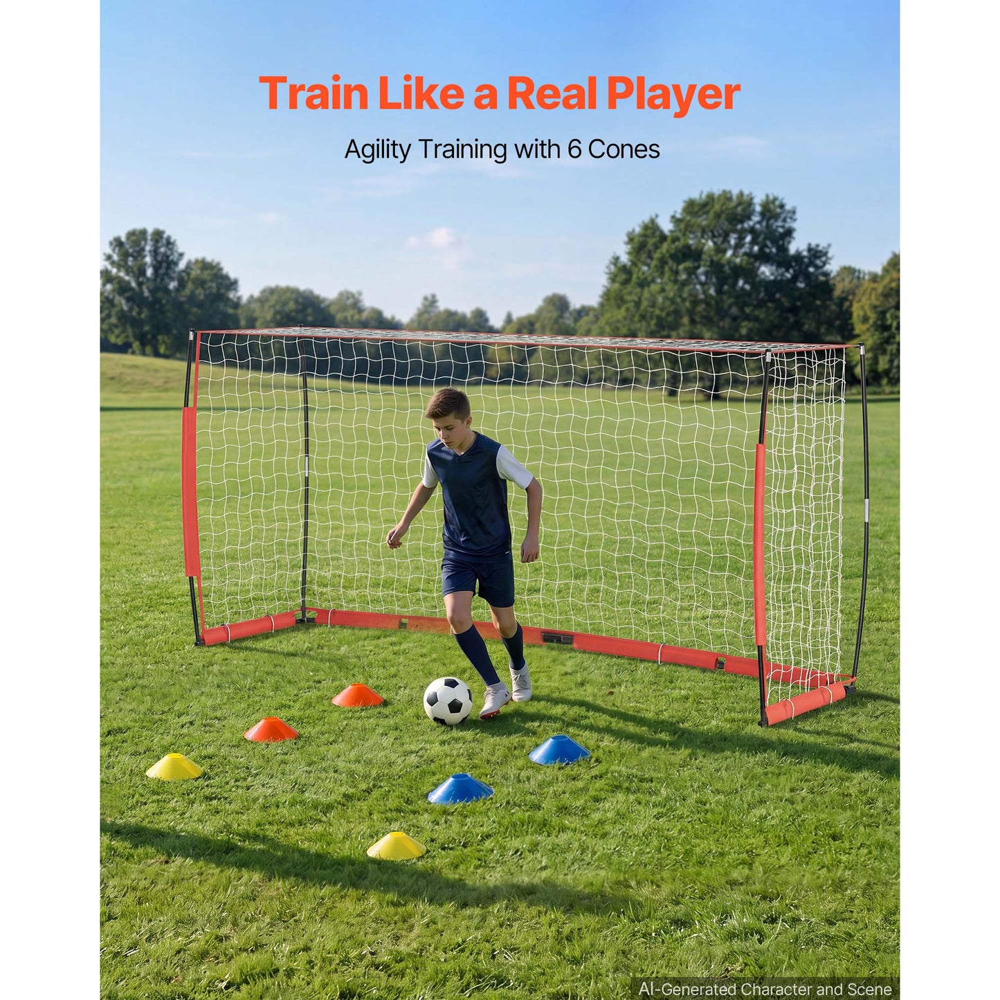 12x6 FT Soccer Goal Net with Metal Base Portable Collapsible Backyard Training