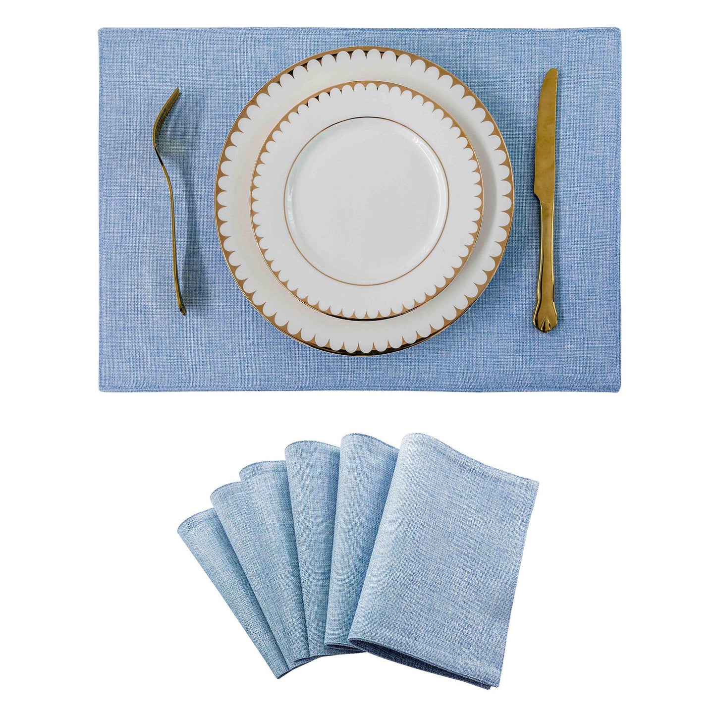Solid Color Double-Layer Linen Placemat Heat-Insulating Non-Slip 33x48cm