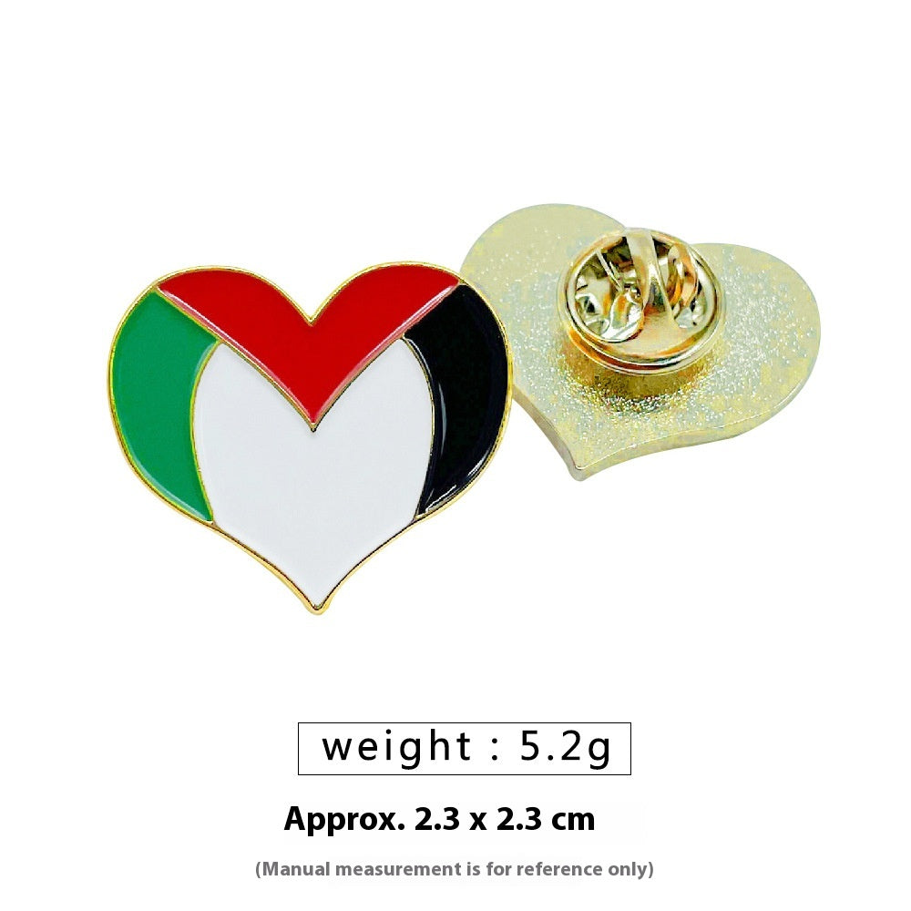 Free Palestine Flag Brooch Pin - Gold & Black Badge for Clothes & Accessories