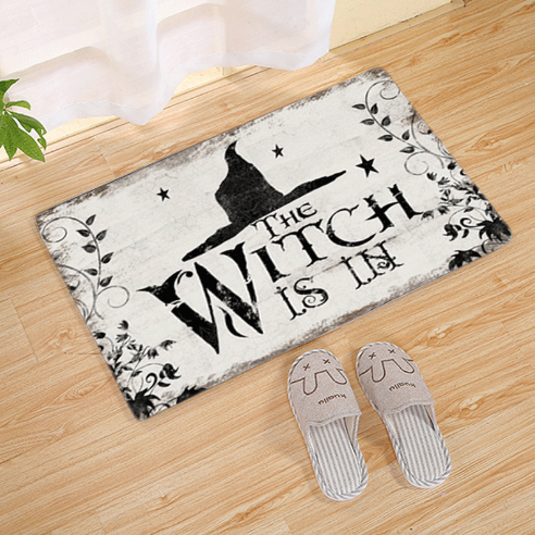 Halloween Flannel Floor Mat Non-Slip Bathroom Door Rug Skull Design