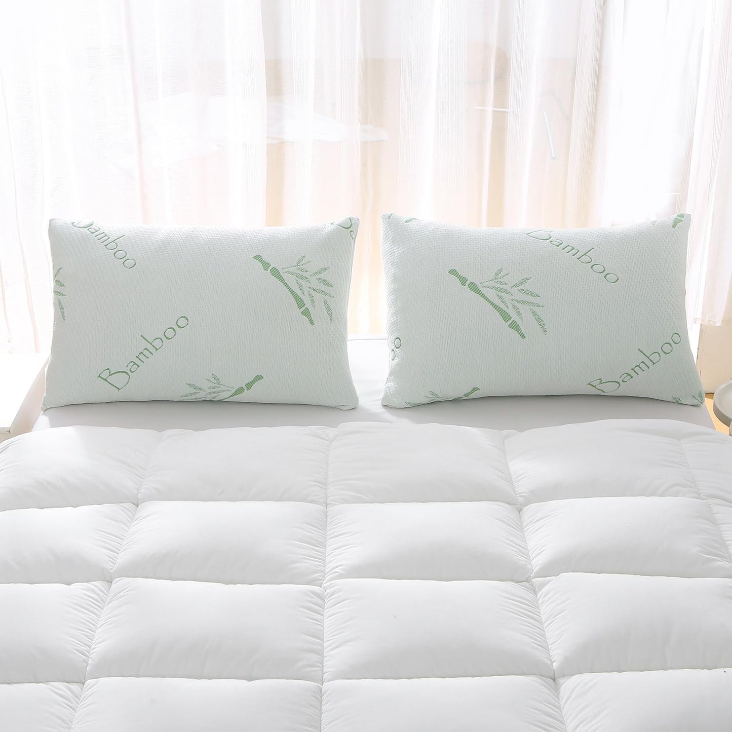King Size Bamboo Rayon Shredded Memory Foam Pillows - Adjustable Soft & Firm, Washable Cover, Pack of 2 & 4
