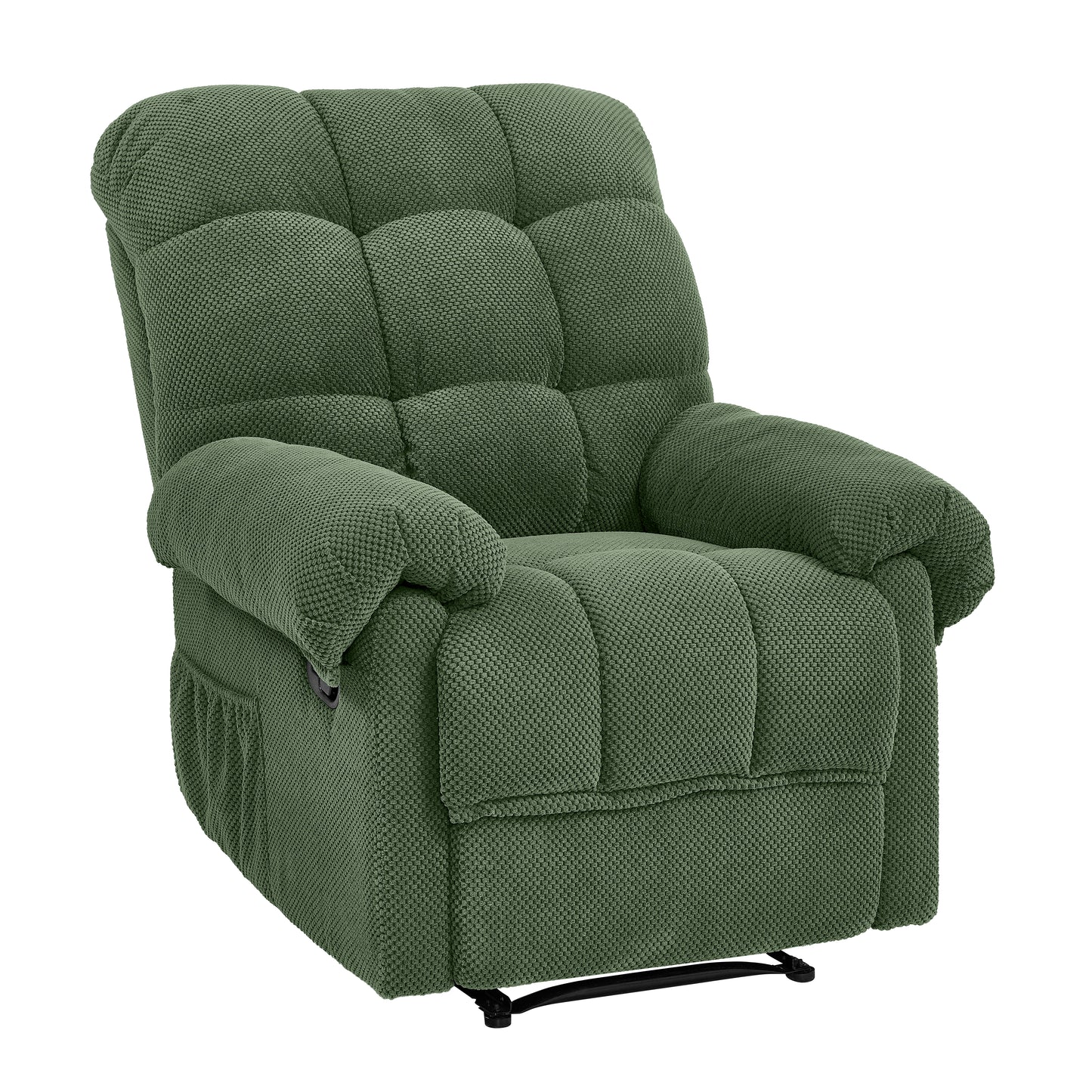 Overstuffed Ergonomic Recliner Chair - Army Green Fabric