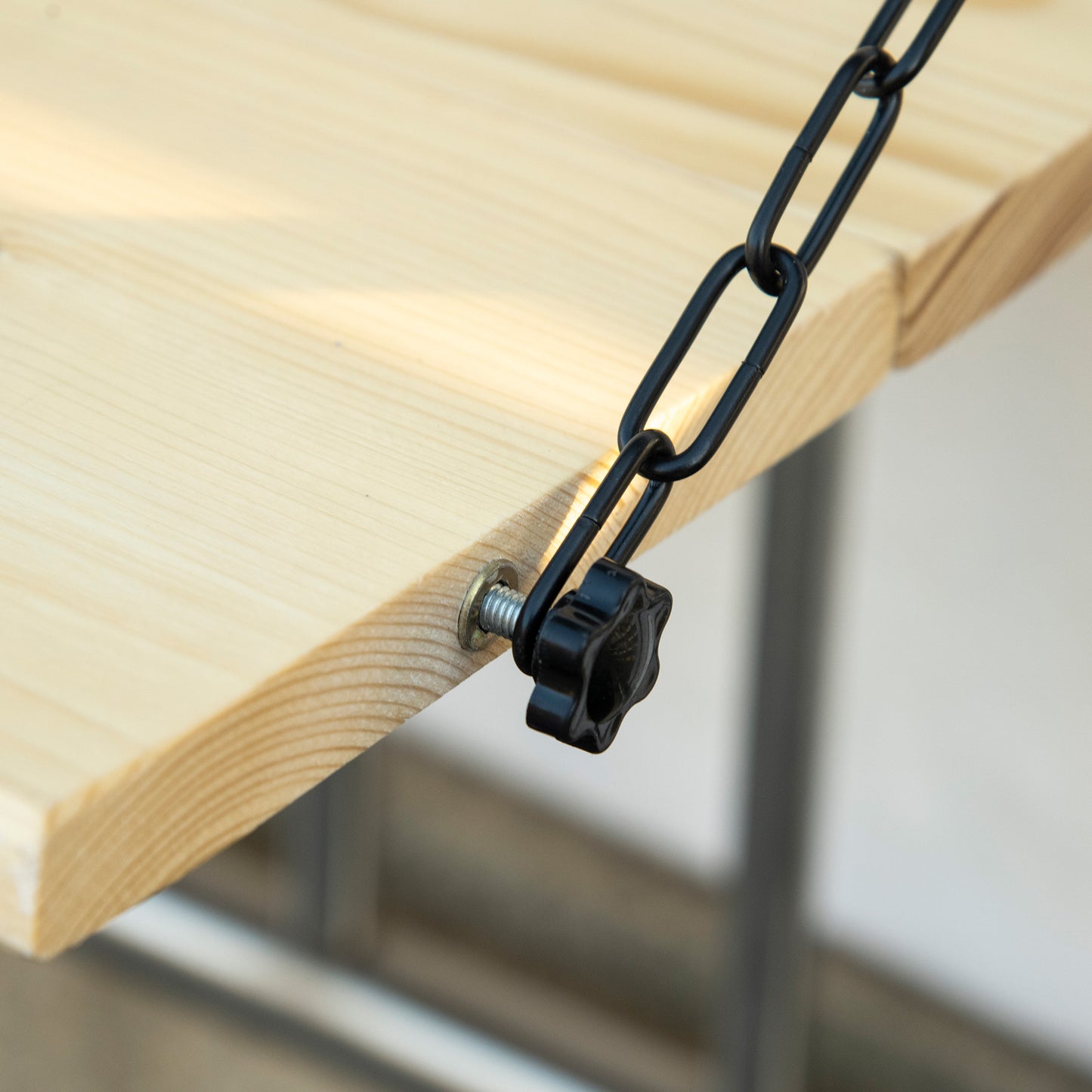Foldable Spruce Wood Balcony Table for Railing - Natural