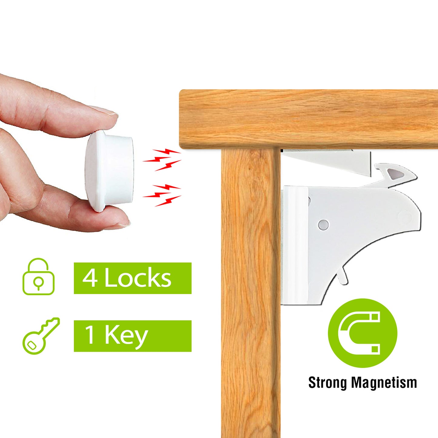 Magnetic Child Safety Cabinet Locks - 4 Pack Baby Proof Drawer Latches