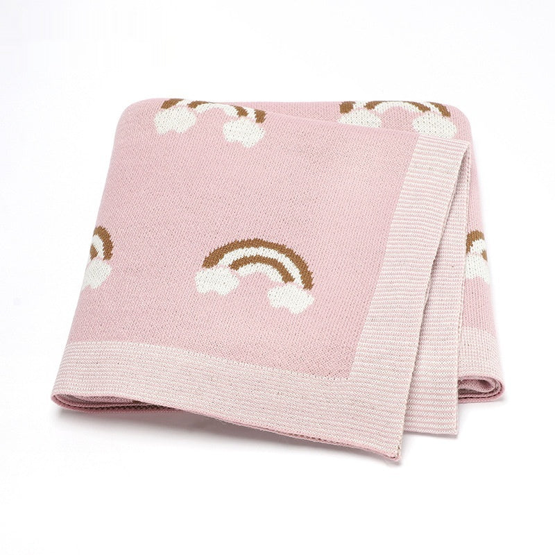 Baby Knitted Rainbow Cloud Blanket - Spring & Autumn Bedding for 70x90cm Kids