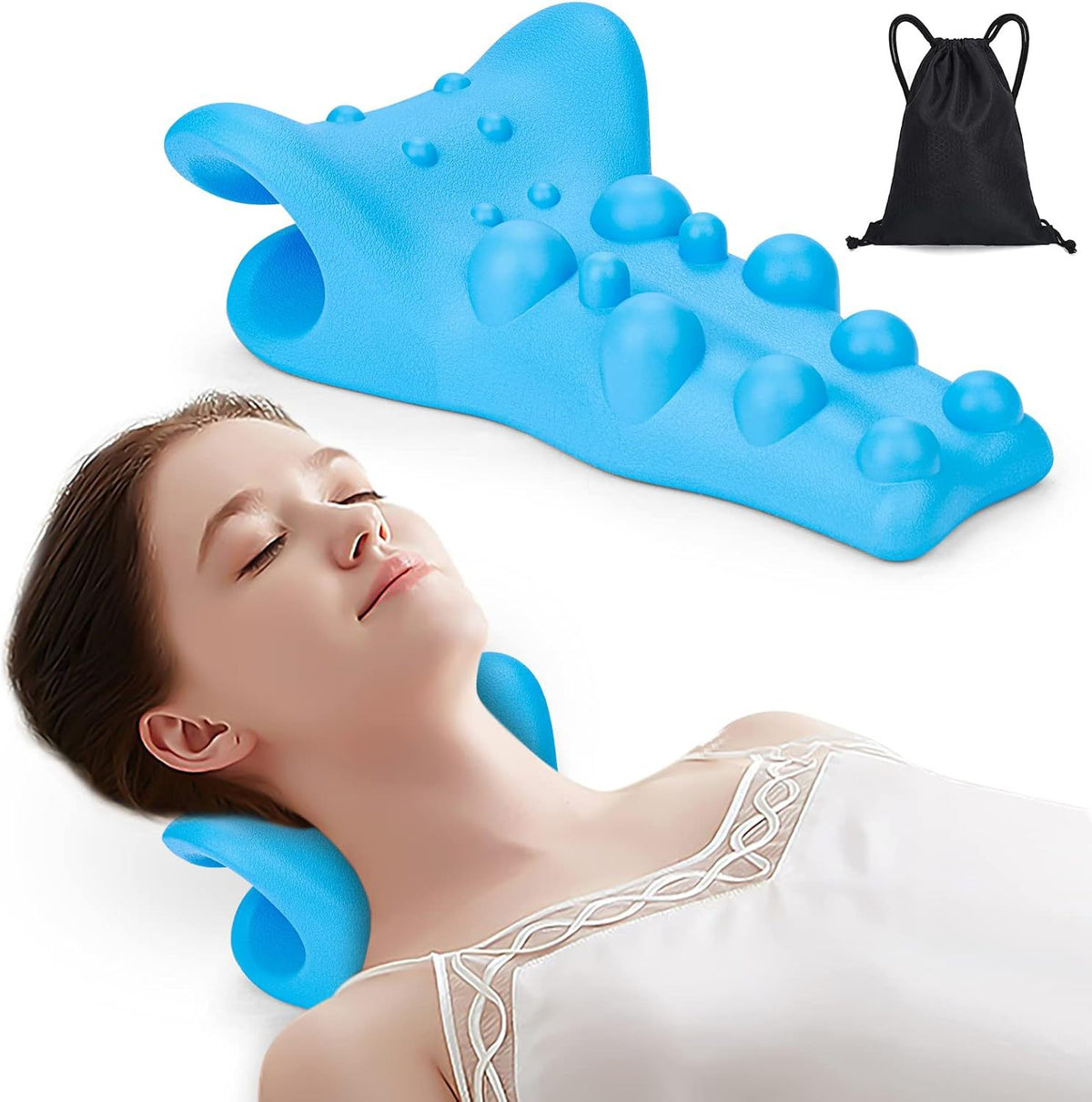 Cervical Traction Pillow for Neck Pain Relief - Massage Pillow for Adults