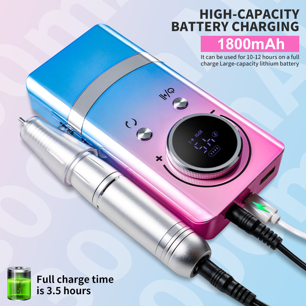 Professional Electric Nail Drill - 45000RPM Rechargeable E-File Kit