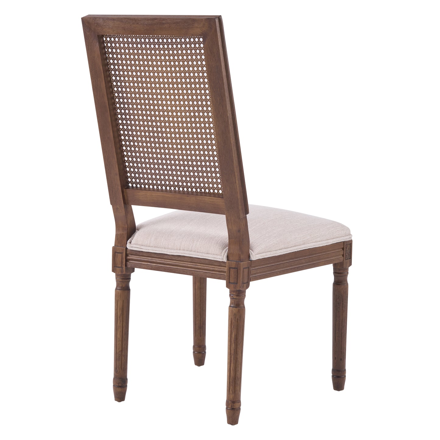 French Country Dining Chairs - Upholstered Cane Backrest - Set of 2