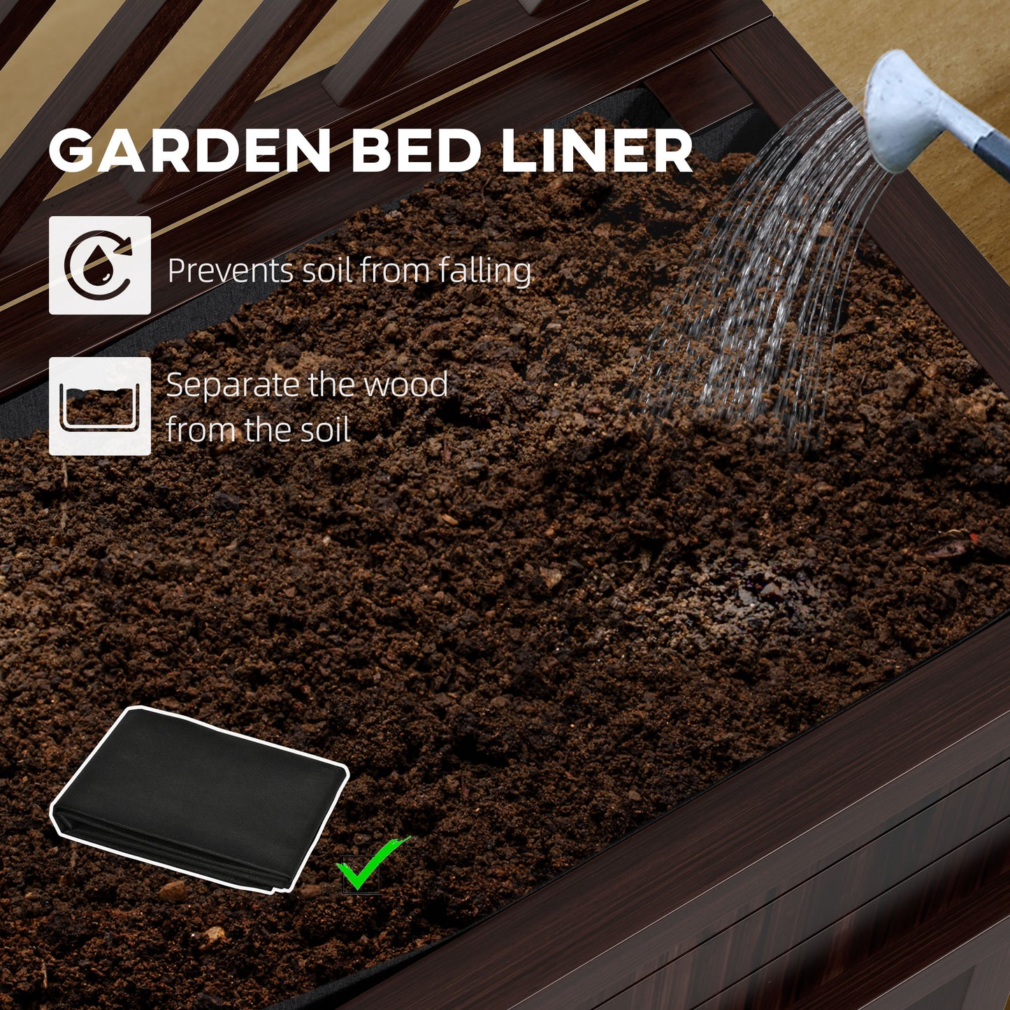 Wood Planter with Trellis for Climbing Plants - Raised Garden Bed, Carbonized, 1140x420x230mm