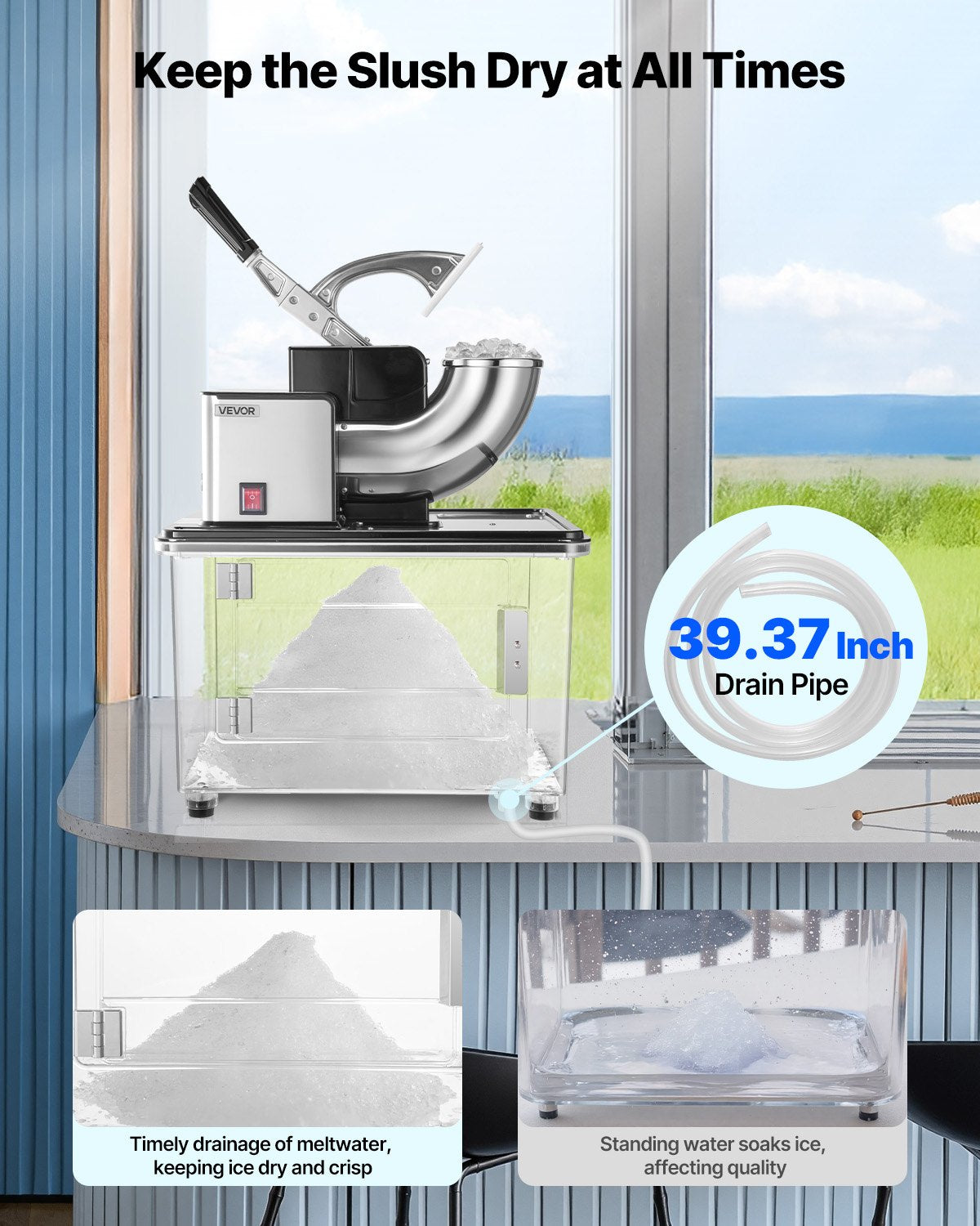Electric Snow Cone Maker & Ice Crusher 661LBS/H Commercial Shaved Ice Machine
