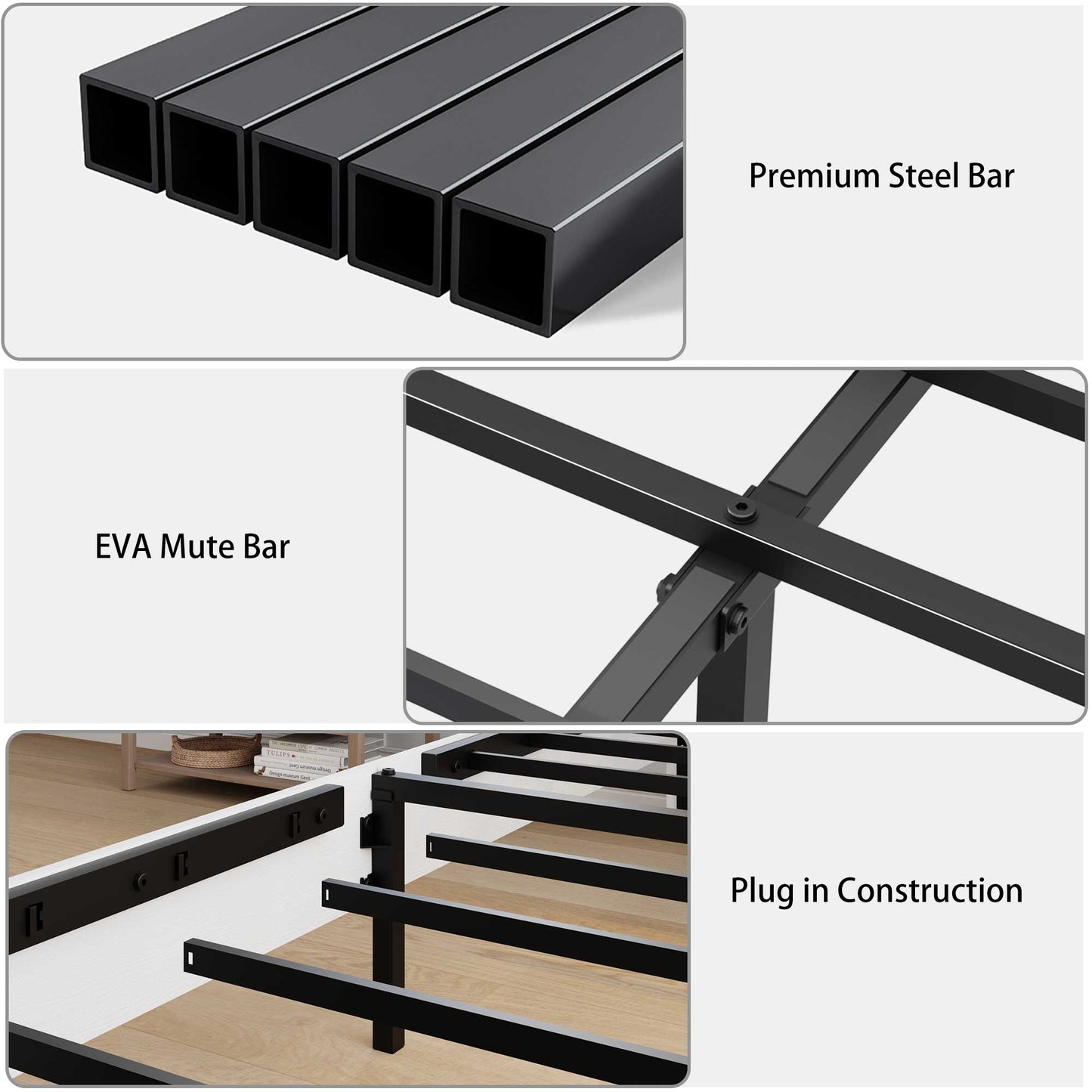 King Wood Platform Bed Frame with Headboard & Storage - White