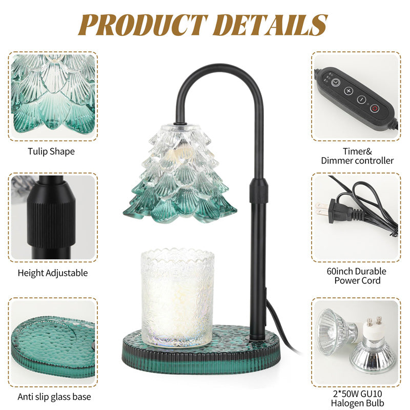 Candle Warmer Lamp with Timer & Dimmer - Adjustable Green Wax Melt