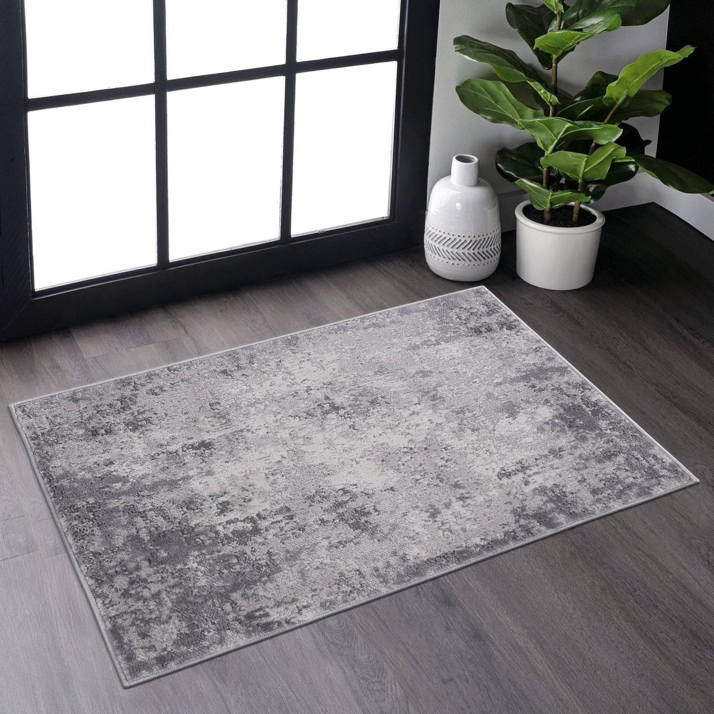 MARFI 2X3 Light Grey Abstract Doormat Rug