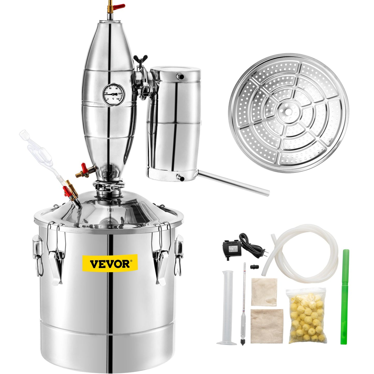 70L Stainless Steel Alcohol Distiller Kit with Thermometer