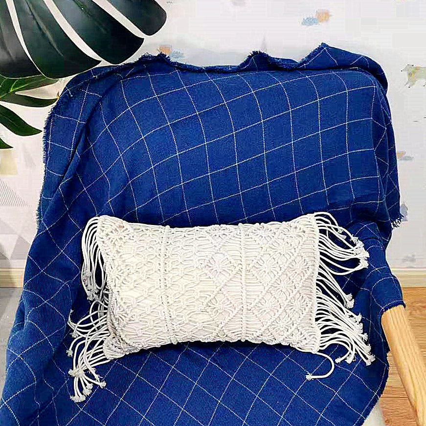 Woven Waist Pillowcase Geometric Abstraction Nordic Style Offwhite 30x45cm