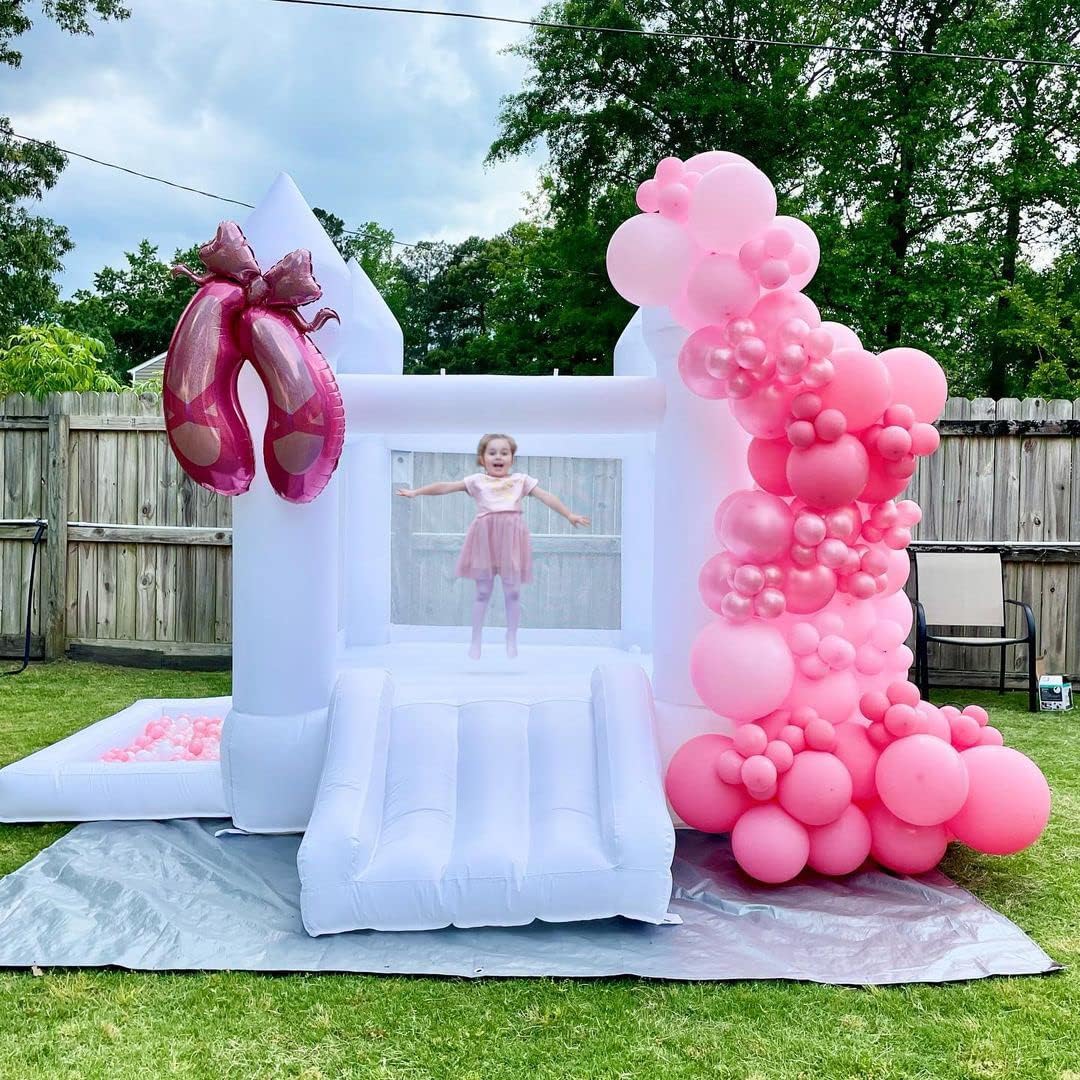 White Inflatable Bounce House for Kids - Durable & Easy to Set Up