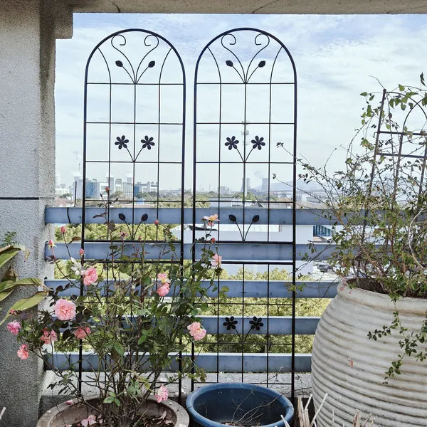 Metal Garden Trellis for Climbing Plants - 86.7" x 19.7" - Black
