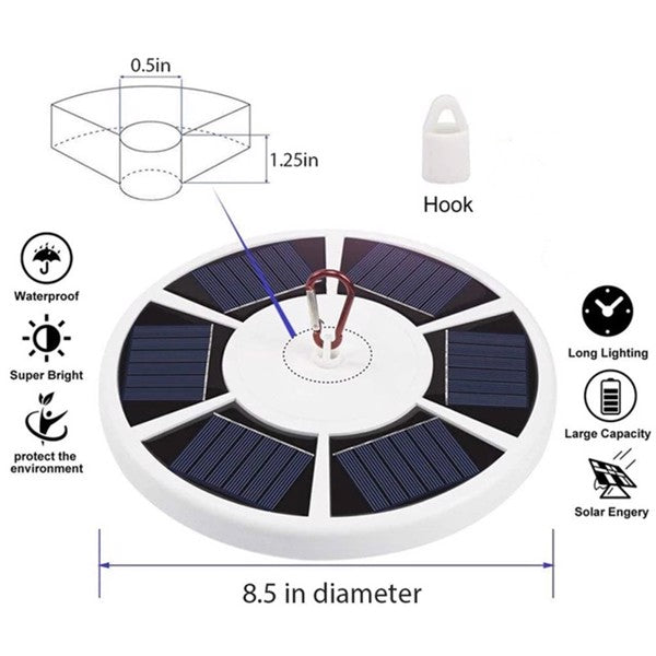 Solar Flagpole Light with Hook - 42 Ultra-Bright LEDs, Black/White