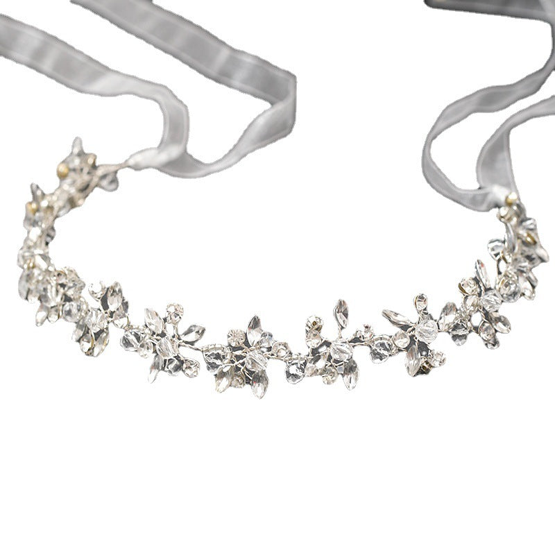 Rhinestone Hair Hoop Headband - White