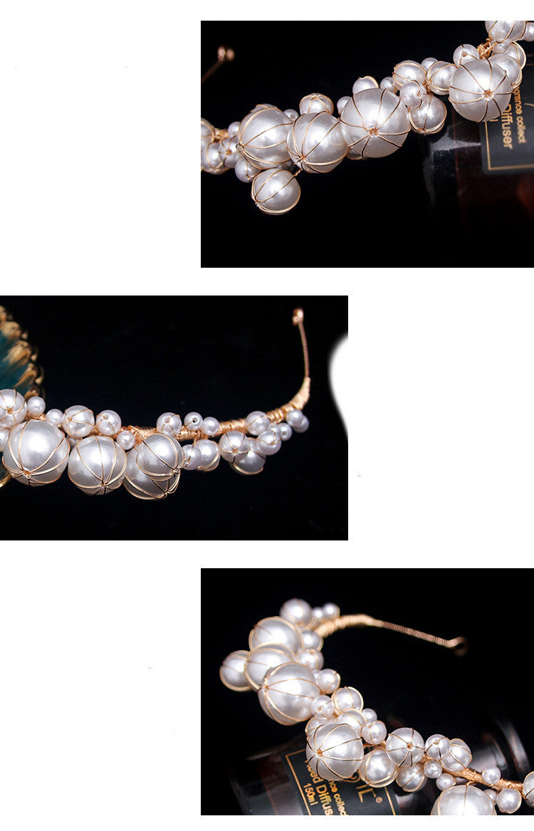 Pearl Hairband Bridal Veil Headpiece for Wedding & Formal Dresses