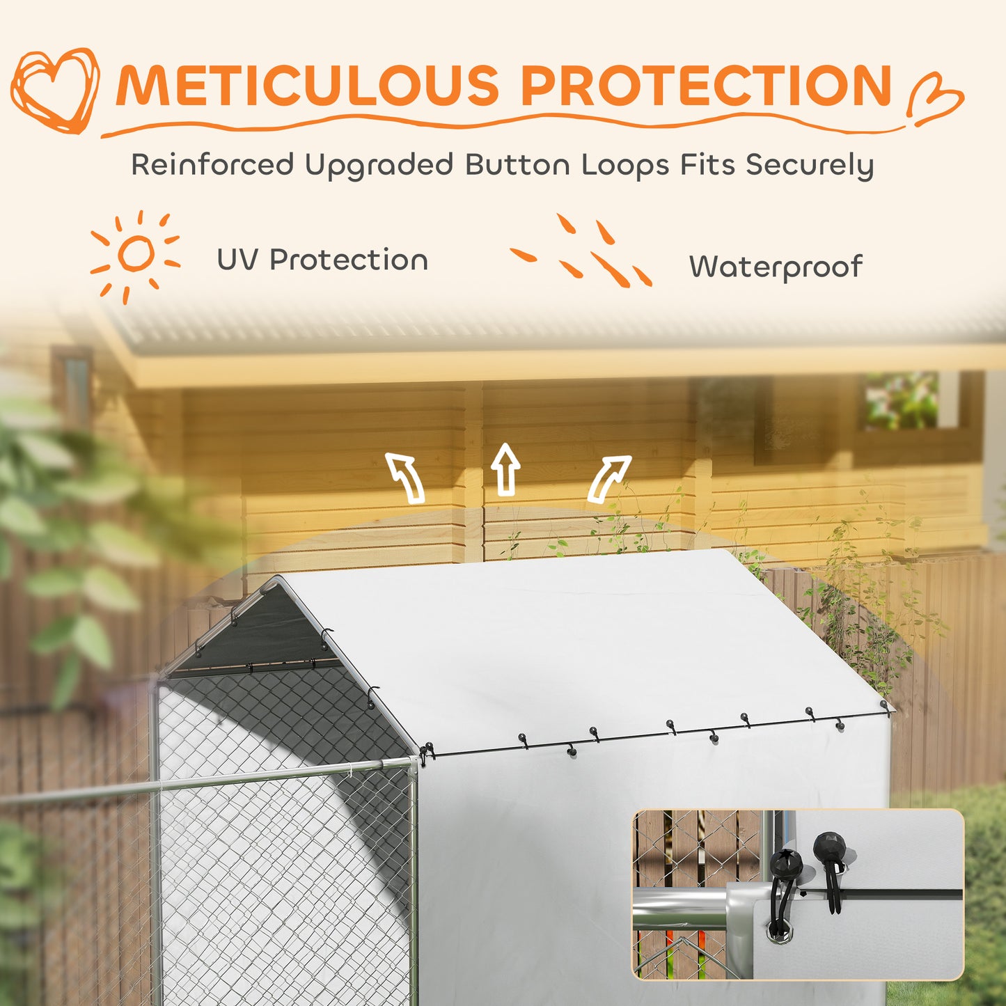 Large Outdoor Dog Kennel with Galvanized Chain Link & Waterproof Cover - Suitable for Medium to Large Dogs
