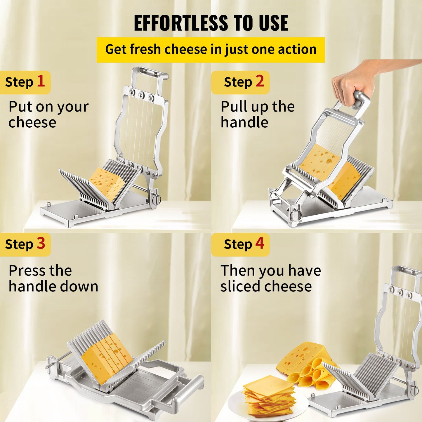 Commercial Cheese Slicer with Wire, 1cm & 2cm Thickness, Aluminum Alloy Kitchen Tool
