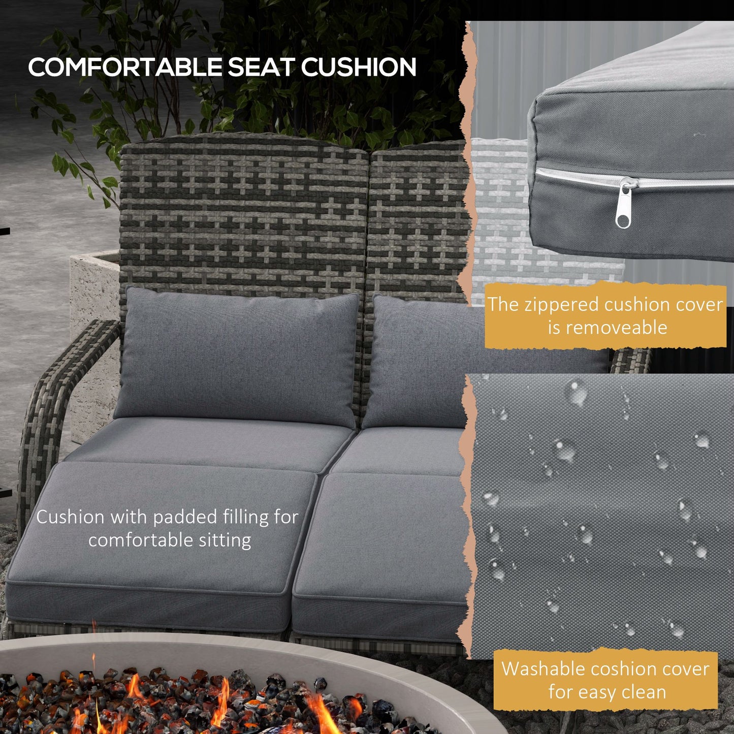 Adirondack Chair for 2 with Cushions & Footrests - Mixed Gray