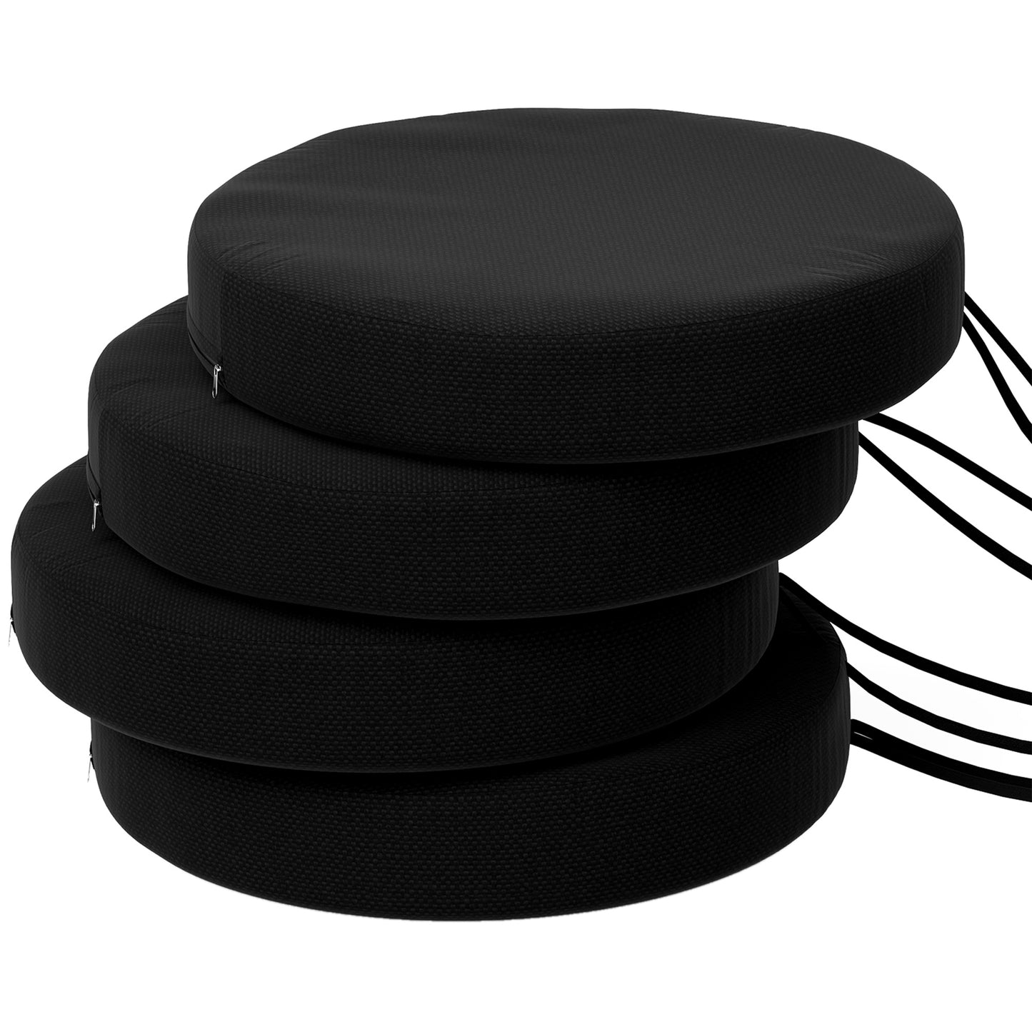 Round Patio Chair Cushions Set of 4 - 15" x 15" x 2.8", Black