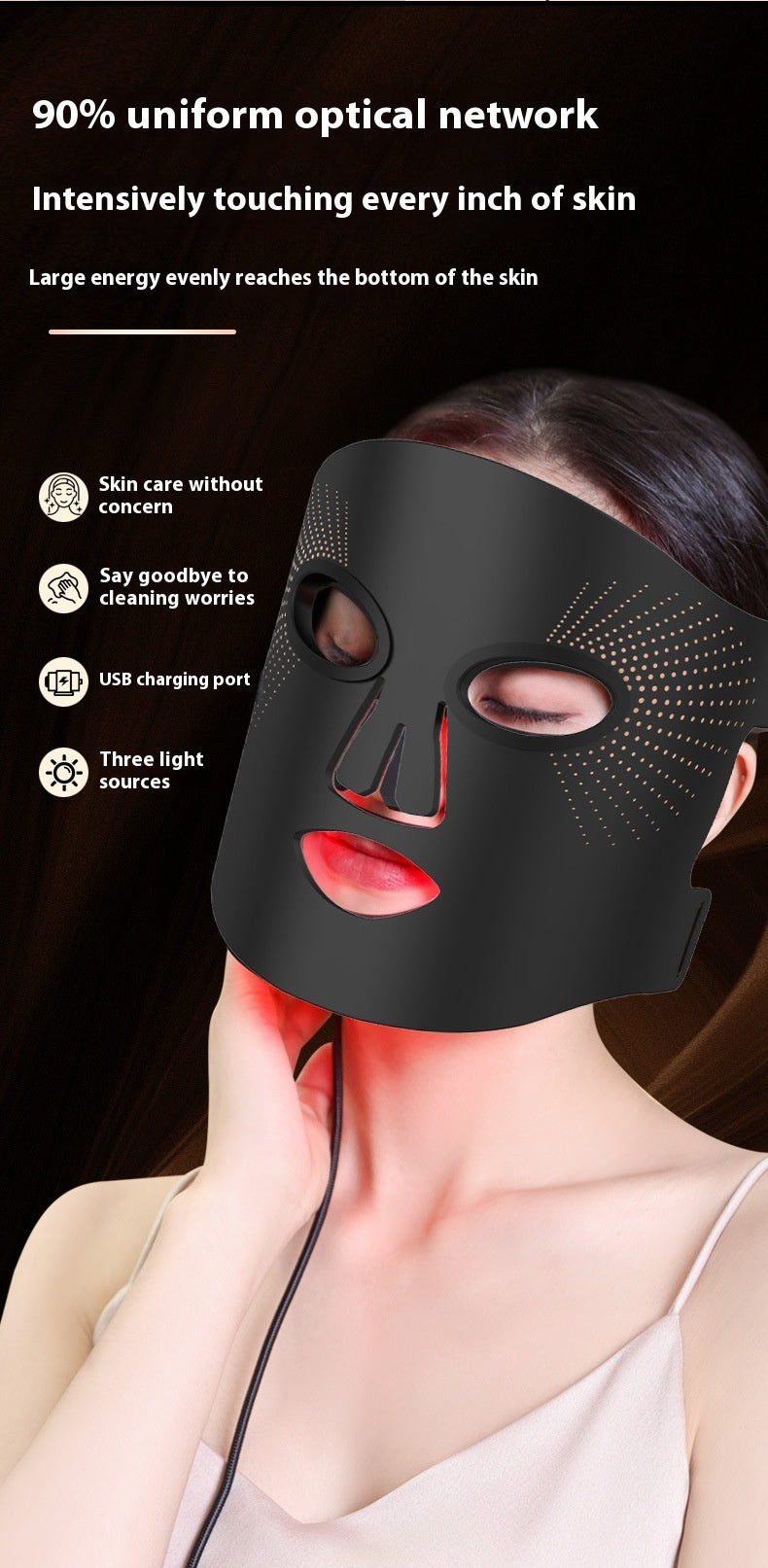 Photon Facial Mask LED Lamp for Skin Rejuvenation and Wrinkle Reduction