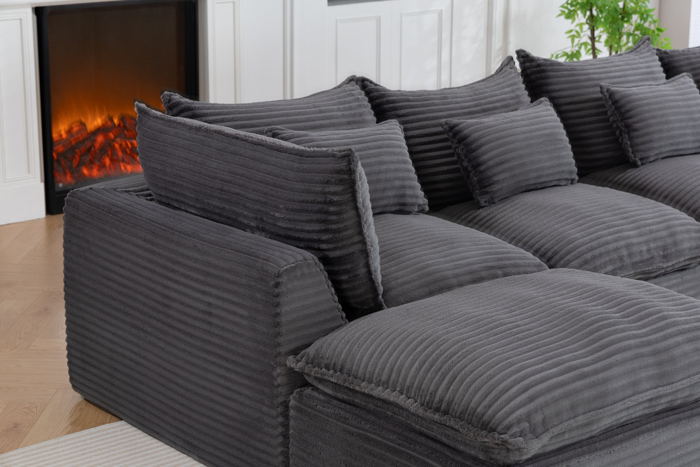 Oversized Modular Sectional Sofa - 129.8" Wide, Antique Grey