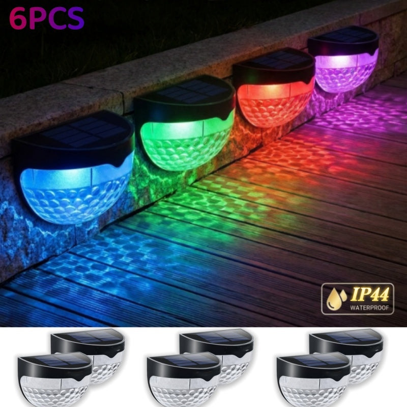 12 PCS RGB Solar Fence Lights - Waterproof Outdoor Wall Deck Step Lighting
