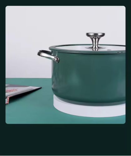 Stainless Steel Ceramic Coated Pot Set - 4 Pieces with Lids