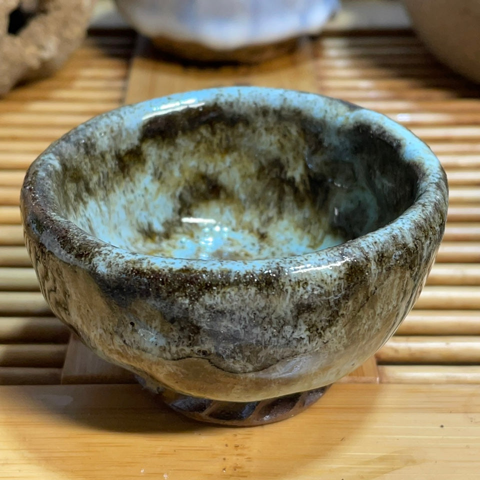 Ice Cracked Tea Cup Set - Small Japanese Style Pottery Drinkware with Variations