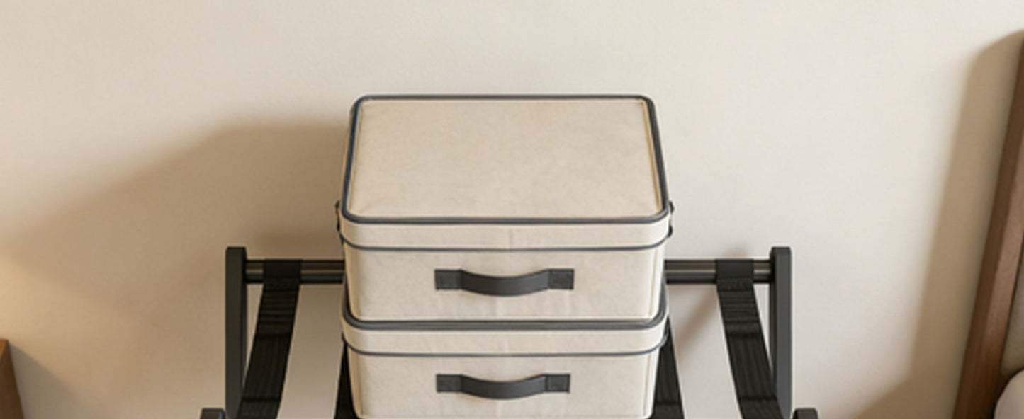 Luggage Rack Foldable Thickened Bamboo Suitcase Stand With Storage