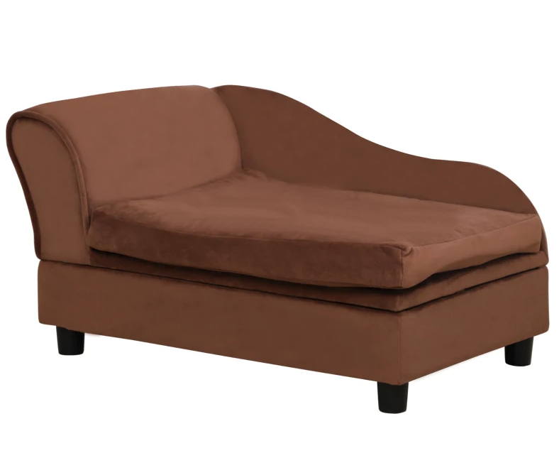 Small Dog Sofa Bed with Storage and Cushion, Brown Pet Furniture