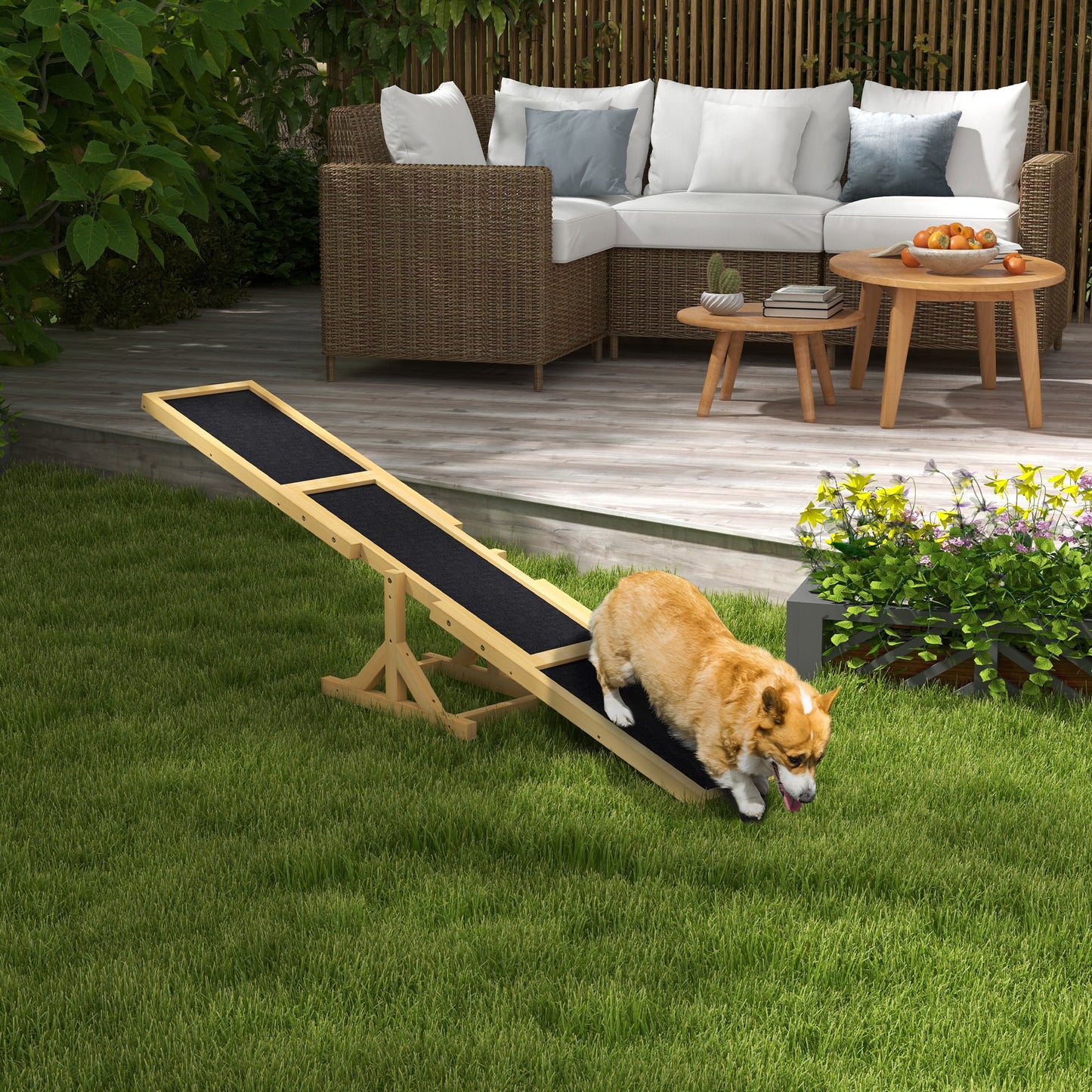 Dog Agility Seesaw for Training and Exercise - Yellow, 815x350x150mm